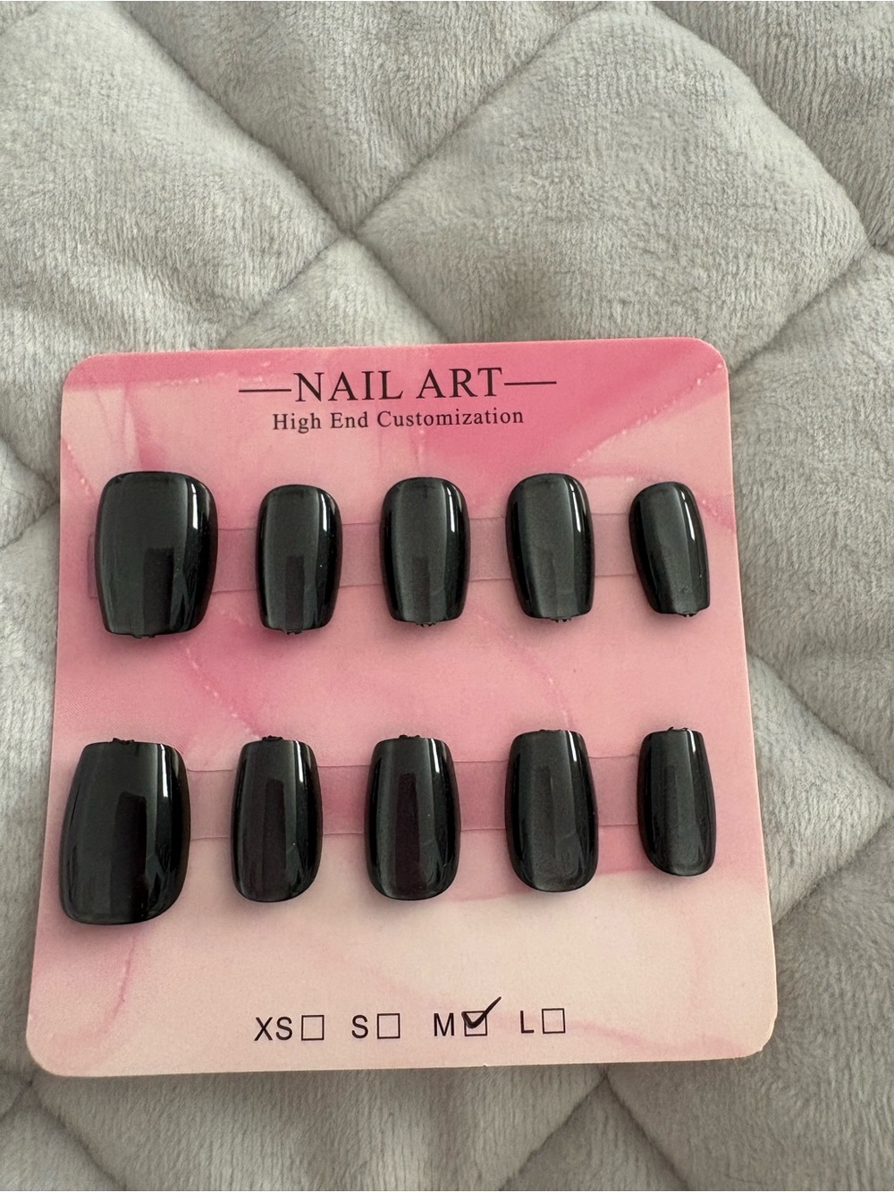 Dark Green Blue Press-On Nail Set - Medium
